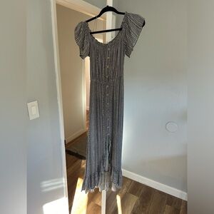 Grey, tribal print high-low dress
